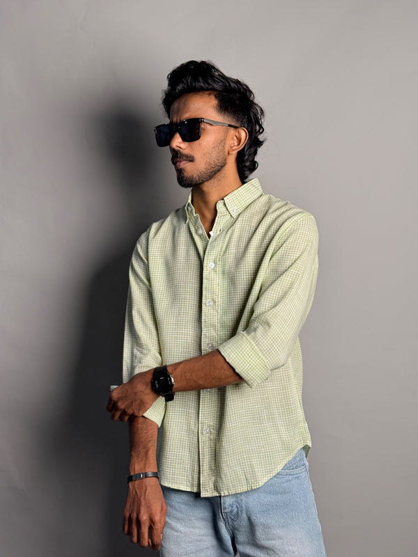 Green & White Checks Shirt