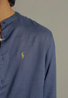 Navy Blue Chinese Collar Shirt