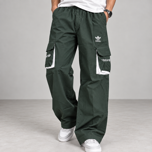Dark Green Cargo Track Pants