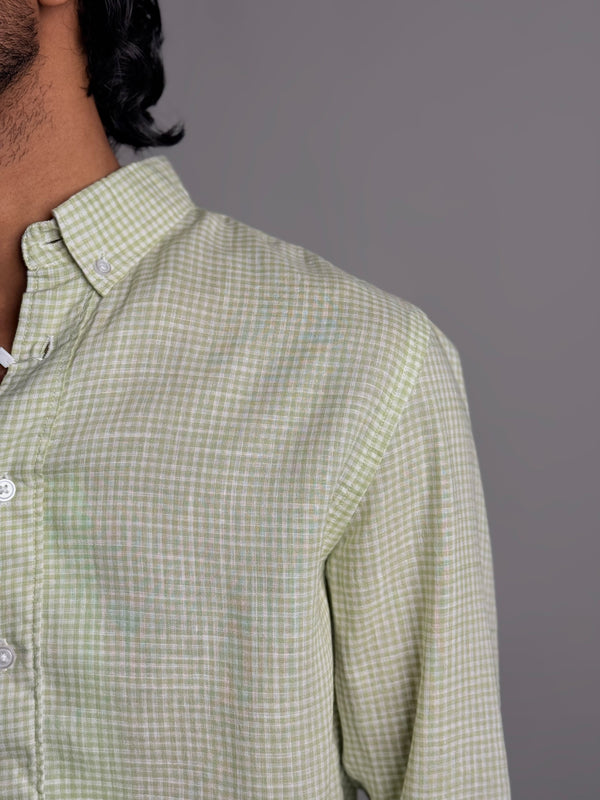 Green & White Checks Shirt