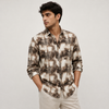 Brown White Brushstroke Tie-Dye Full-Sleeve Shirt