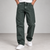 Dark Green Baggy Fit Faded-Wash Jeans