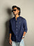 Navy Blue Chinese Collar Shirt
