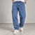 Blue Straight Fit Textured Wash Jeans