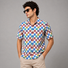 Colorful Checkerboard Five-Sleeve Shirt