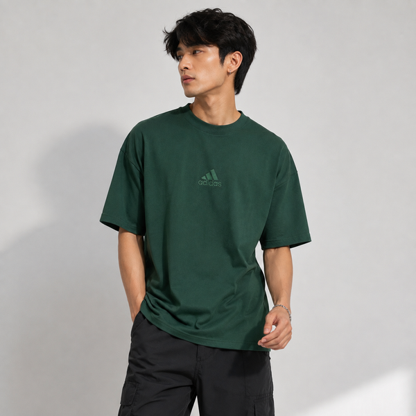 Dark Green Embroidered Five-Sleeve T-Shirt