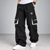 Black Straight Fit Cargo Track Pants