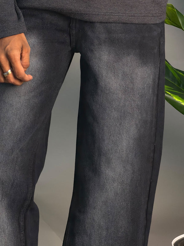 Semi Baggy Black & White Shade Jeans