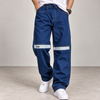 Blue Knee-Band Denim Cargo Pants