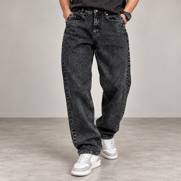 Dark Acid-Wash Mom Fit Jeans