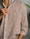 Linen Brown Micro Check Shirts