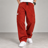 Orange Red Corduroy Cargo Pants