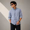 Light Blue Chambray-Style Full-Sleeve Shirt