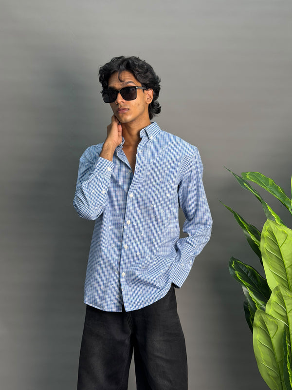 Dark Blue Checks With Stars Shirt