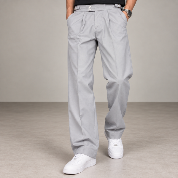 Light Grey Pleated Gurkha Trousers