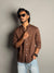 Brown Chinese Collar Shirt