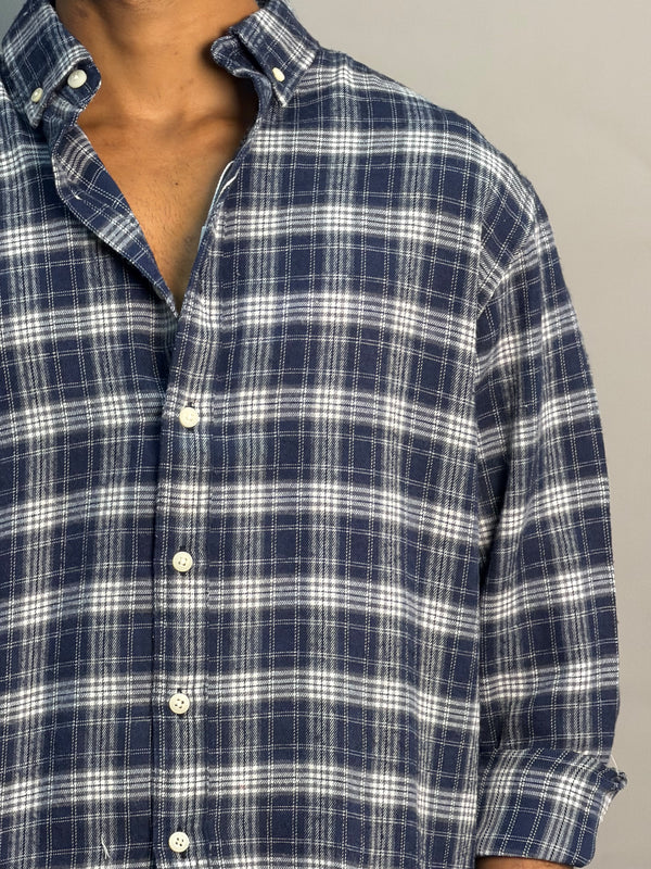 Navy Blue & White Checkered Shirt