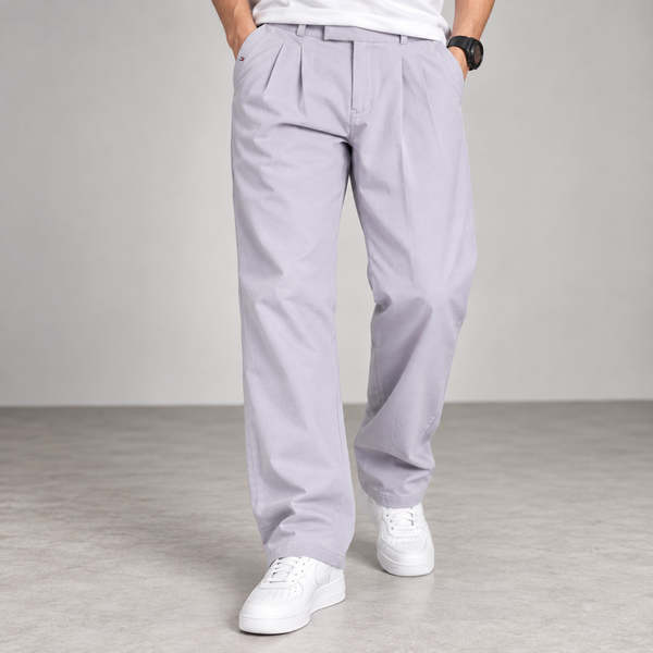 Pastel Lilac Slim-Straight Formal Pants
