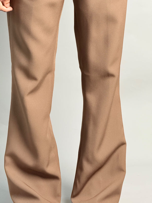 Brown Formal Semi Bootcut Pants