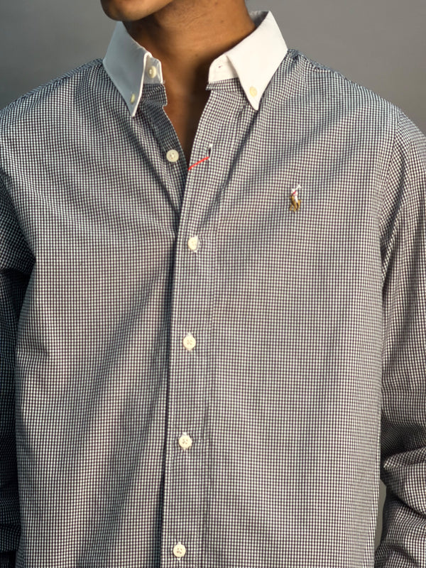 White Collared Black & White Checks Shirts