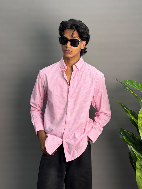 Pink Microchecks With Stars Shirt