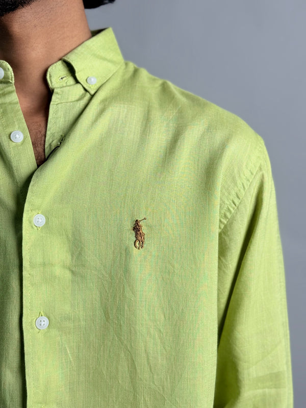 PLAIN LINEN SHIRT [GREEN]
