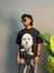 BLACK HALF SLEEV PRINTED T-SHIRT