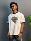 WHITE SPIDER PRINTED HALF SLEEV T-SHIRT