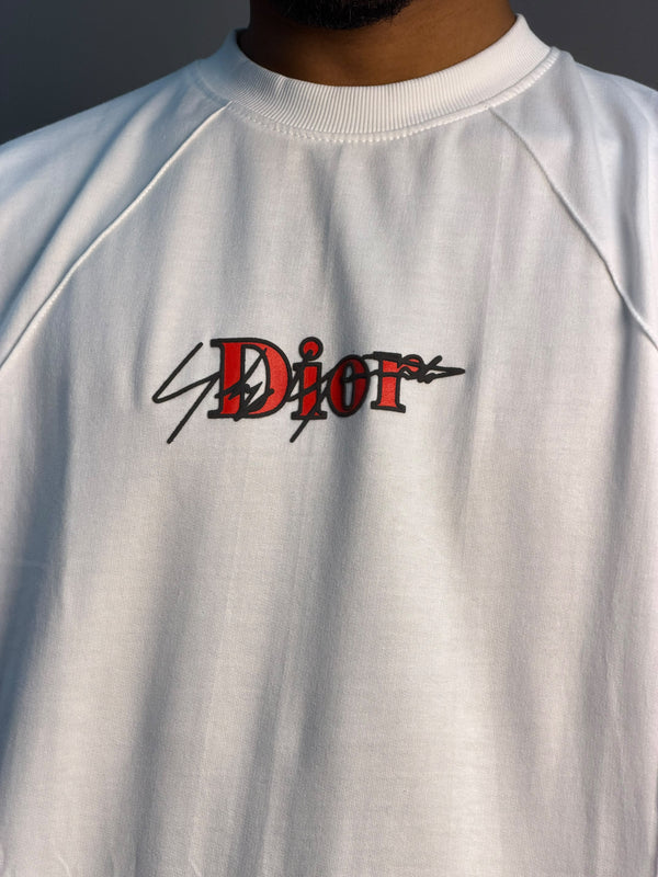WHITE DIOR HALF SLEEV T-SHIRT