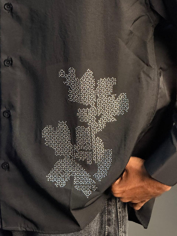 BLACK STONED FORMAL SHIRT