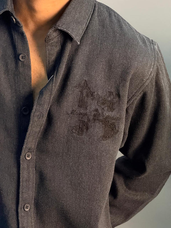 BLACK DENIM BOXY SHIRT