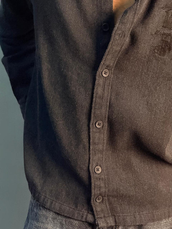 BLACK DENIM BOXY SHIRT