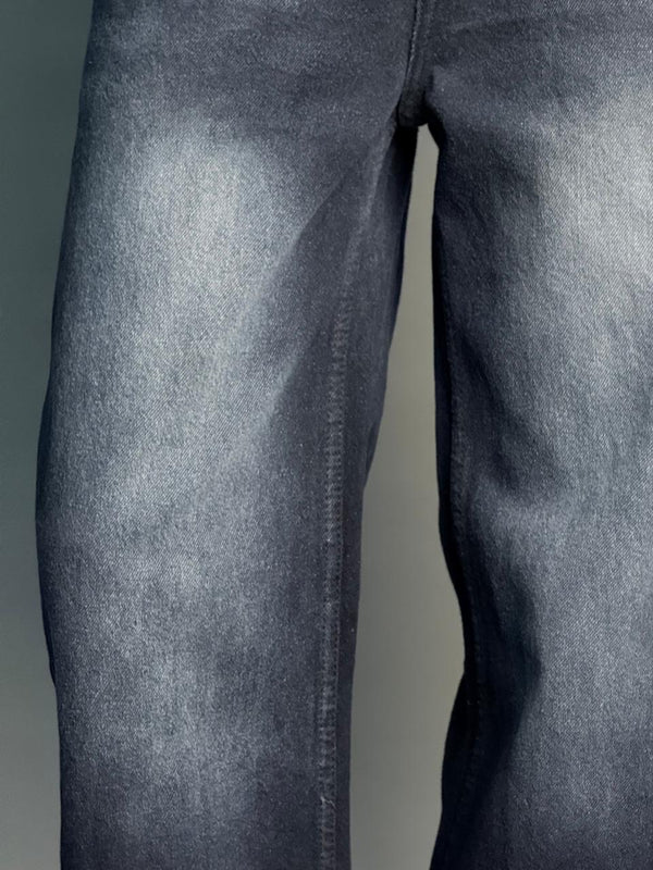 Dark Blue With White Shade Semi Baggy Pants