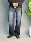 Dark Blue With White Shade Semi Baggy Pants