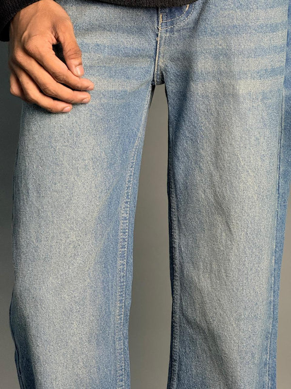 Dark Blue With Yellow Shade Semi Baggy