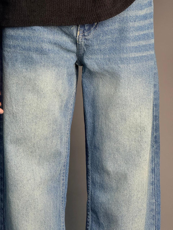 Indigo Blue With White Wide Leg