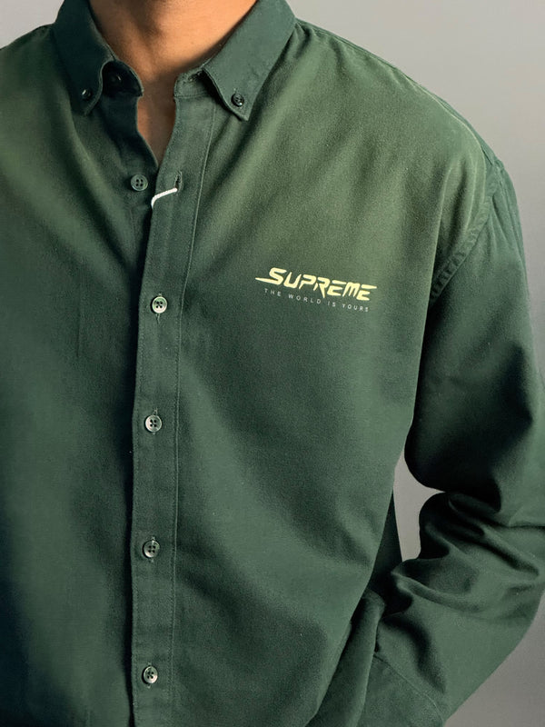 Dark Green & Light Yellow Shade Denim Shirts