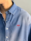 Dark Blue With Pink Denim Shirts