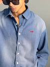 Dark Blue With Pink Denim Shirts