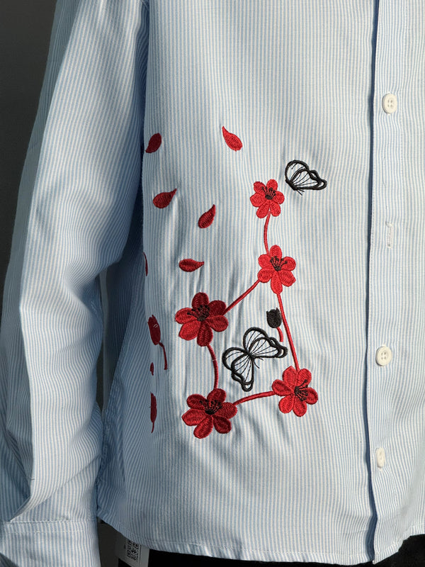 Blue Stripes And EmbroideryShirts