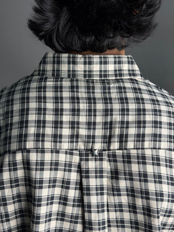 Star Collared Black And White Check Shirt