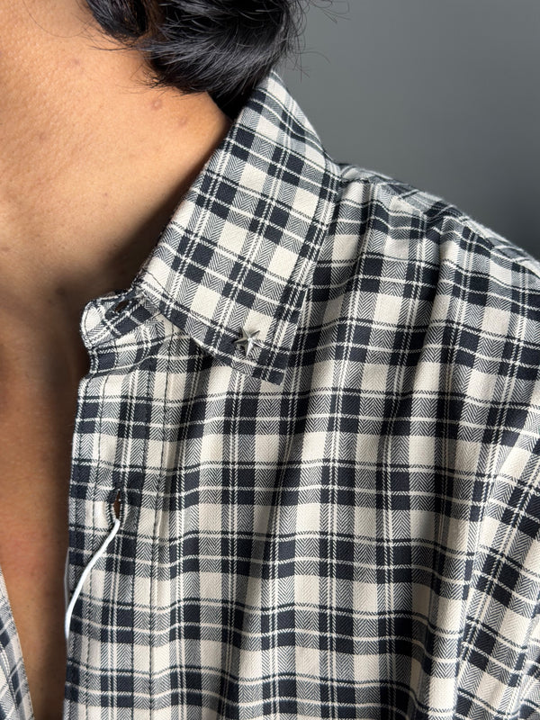 Star Collared Black And White Check Shirt