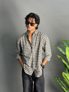 Star Collared Black And White Check Shirt