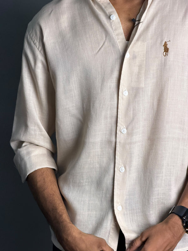 Sand Beige Plain Linen Shirt
