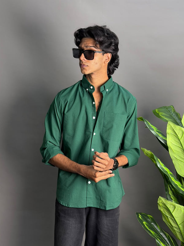 Dark Green Plain Poly Shirts