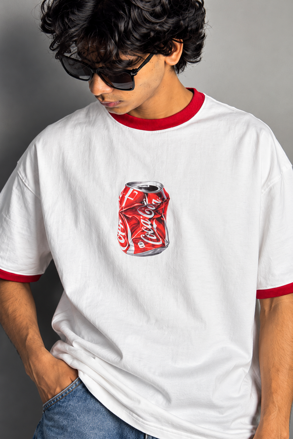 White & Red Coca-Cola Five-Sleeve T-Shirt