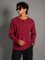 FULL SLEEVE HENLEY T-SHIRT [ MAROON ]