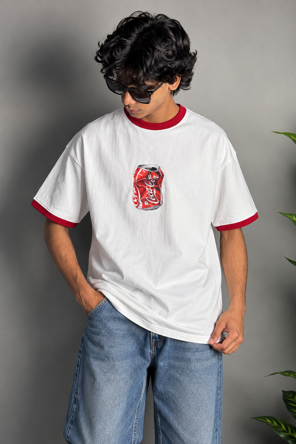 White & Red Coca-Cola Five-Sleeve T-Shirt