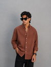 LINEN SHIRT [ DARK BRICK ]