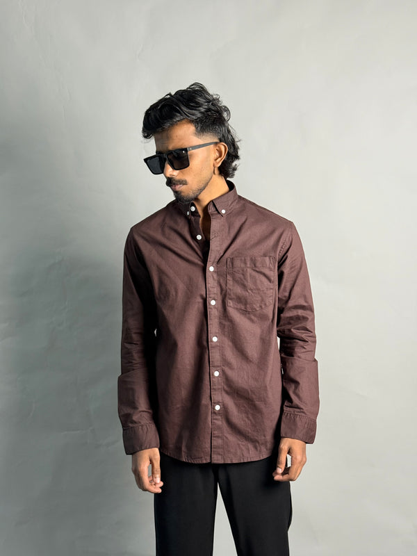 PLAIN SHIRT [ DARK BROWN ]